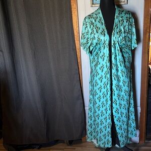 Turquoise Cactus Print Maxi Duster